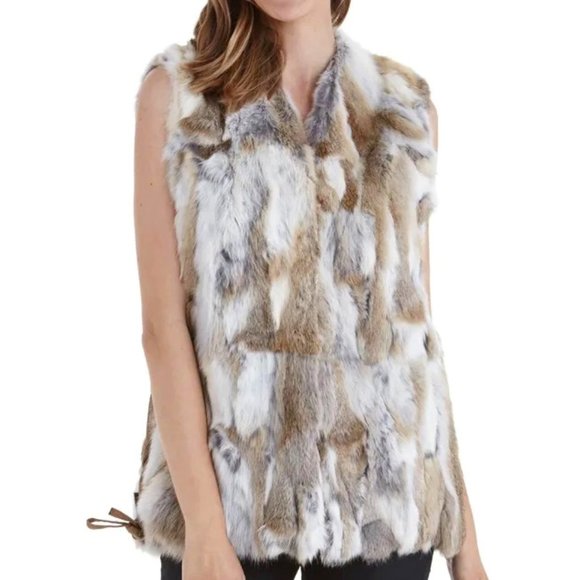 Love Token Savannah Genuine Real Rabbit Fur Vest W/ Side Ties -  LT10-69 - Picture 1 of 3